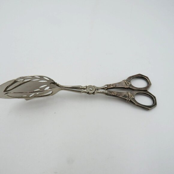 Scandinavian Antique Silver‎ Pastry Tongs Art Deco Ornate Handles Marked NH830S - Picture 6 of 12